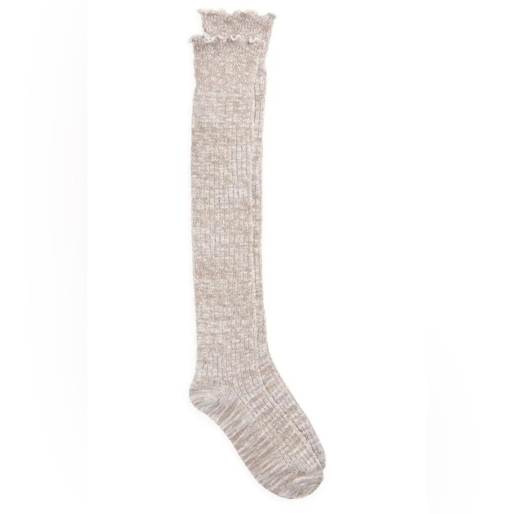 NORDSTROM KNEE HIGH SLOUCH SOCKS TAN DOESKIN MARL OS NWT